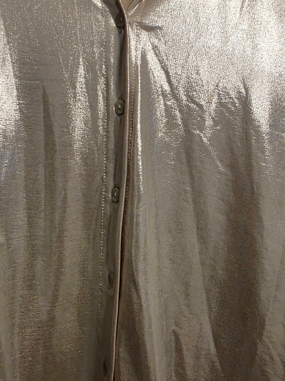 4/$67 Deal! Dex Shiny Metallic Blouse - Light Champagne - Picture 6 of 12